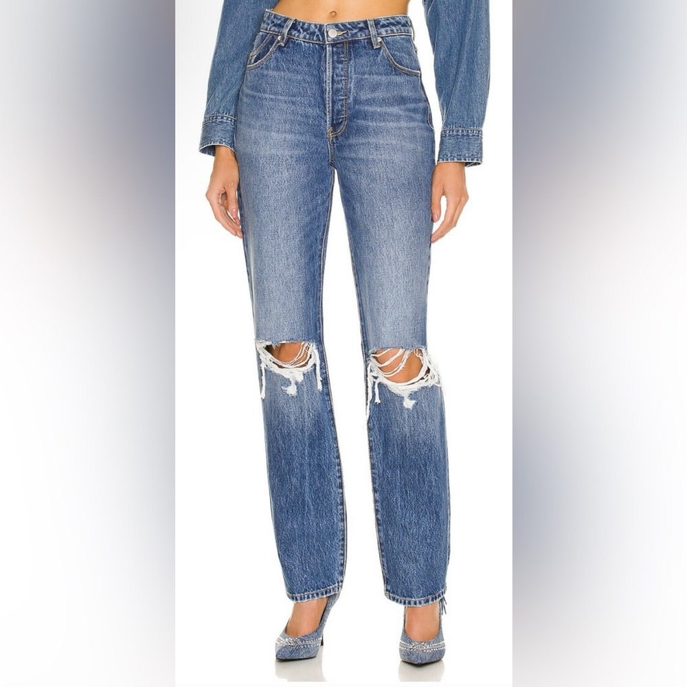 ROLLA’S Classic Straight High Rise Regular Fit Distressed Jeans